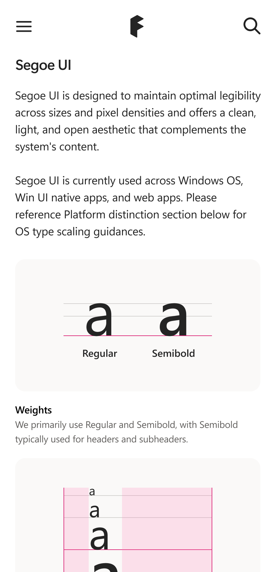 Fluent component documentation on a mobile screen in light mode